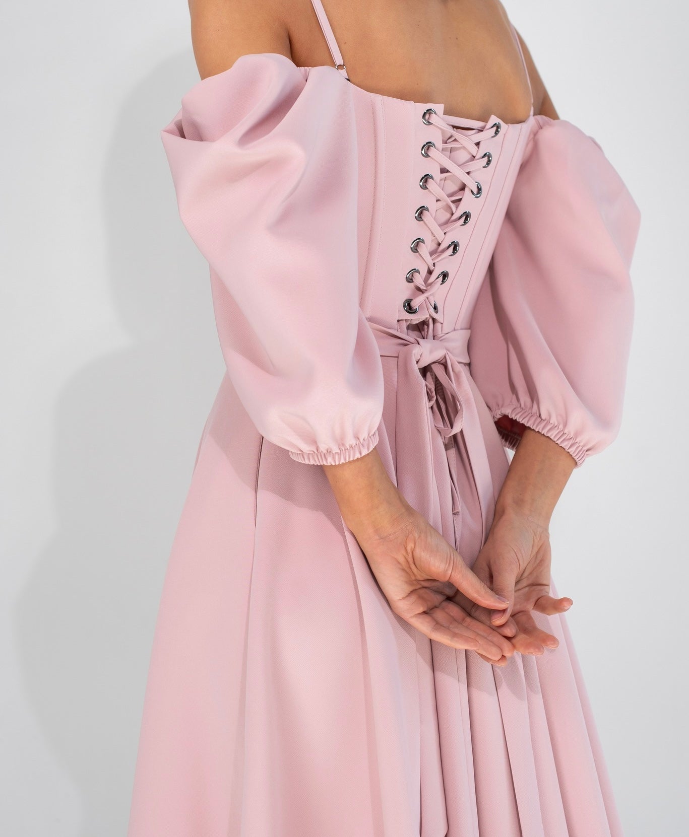 Valentina gorsetowa sukienka midi różowa