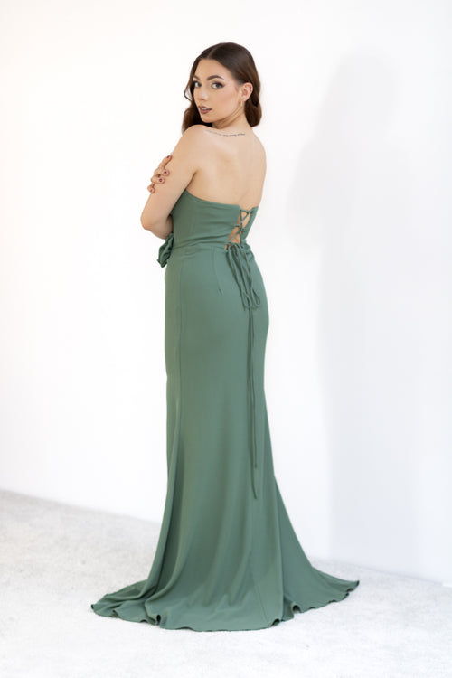 Bianka dopasowana sukienka maxi szałwia