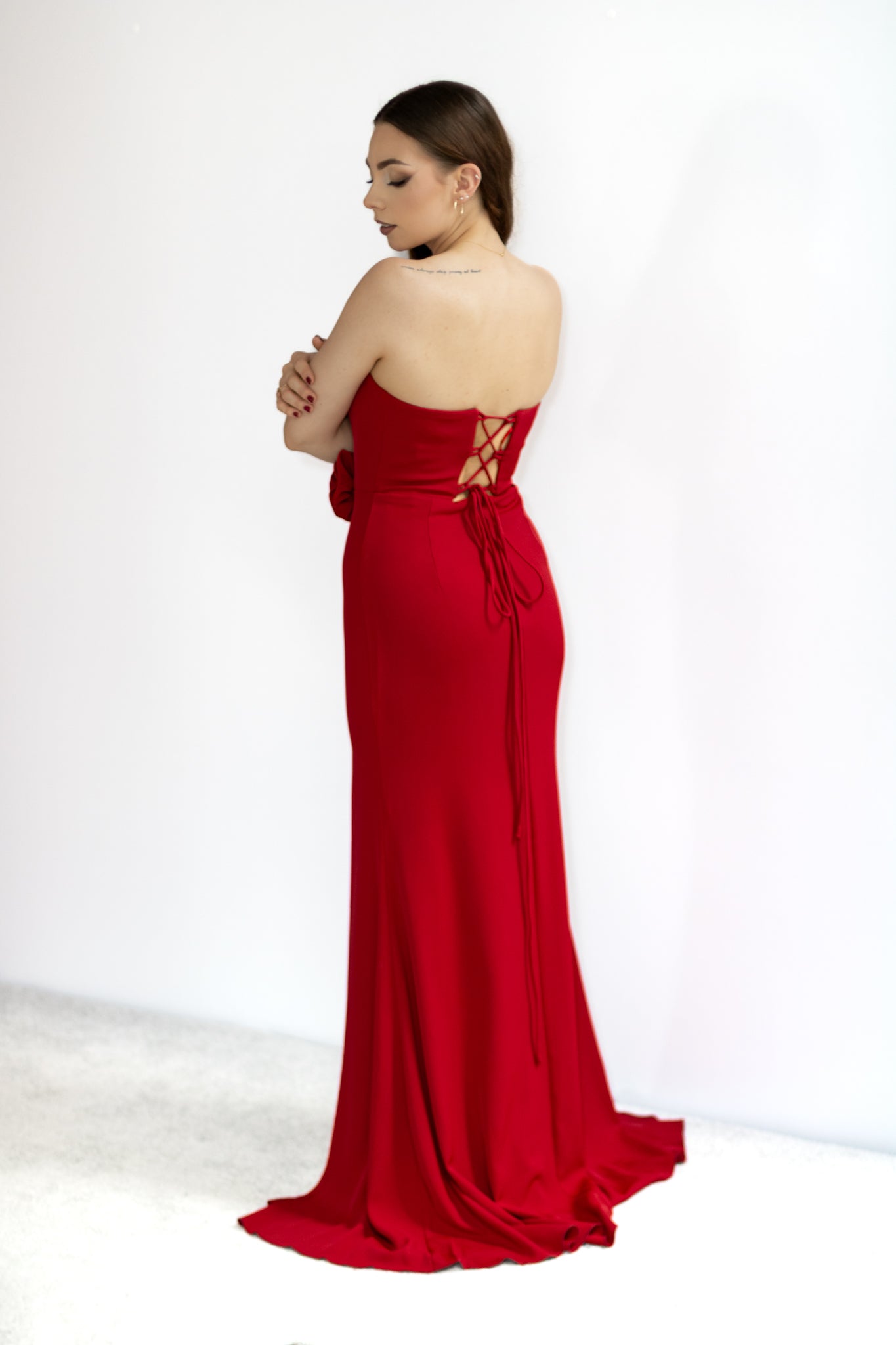 Bianka dopasowana sukienka maxi czerwień