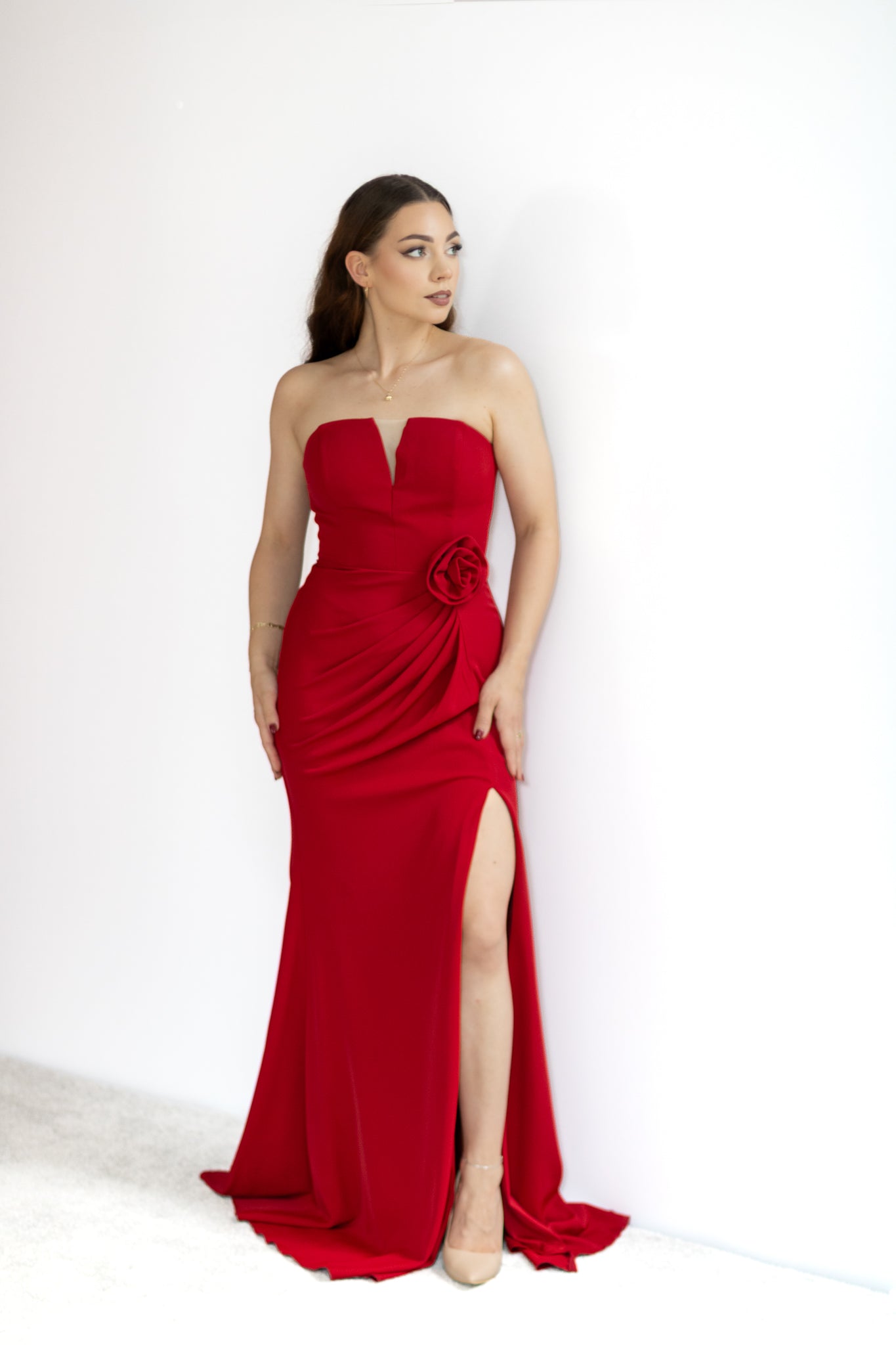 Bianka dopasowana sukienka maxi czerwień