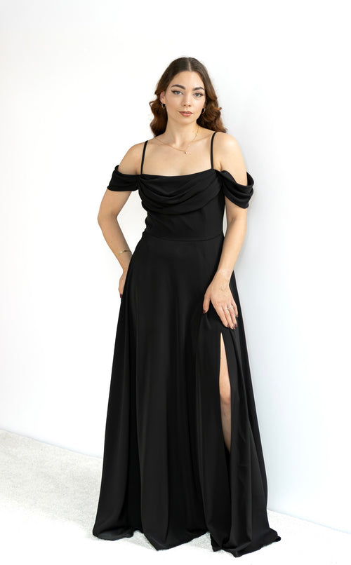 Adell rozkloszowana sukienka maxi czarna