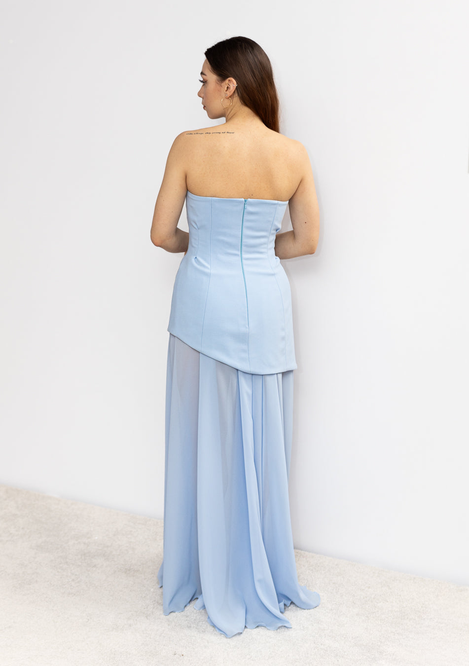 Elise gorsetowa sukienka z szyfonem błękitna